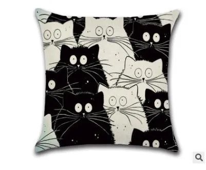 Vintage Cat Dog Cotton Pillow