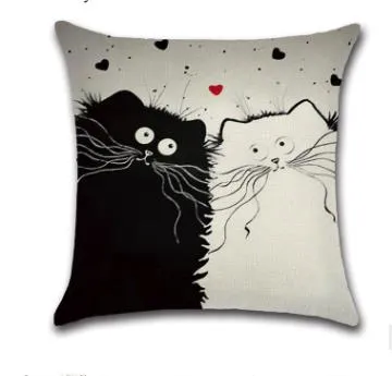 Vintage Cat Dog Cotton Pillow