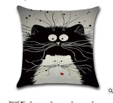 Vintage Cat Dog Cotton Pillow