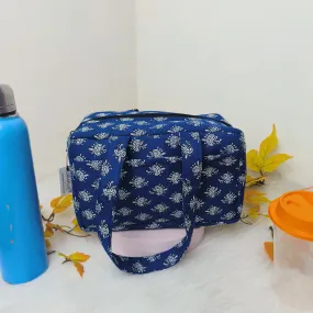 Water Proof Mini Lunch Bag Blue Color With White Small Flower Prints