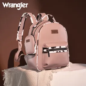 WG102-8603  Wrangler  Cow Print Backpack With Coin Pouch - Pink