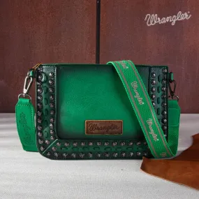 WG65-2004S  Wrangler Rivets Studded Wristlet/ Crossbody - Green