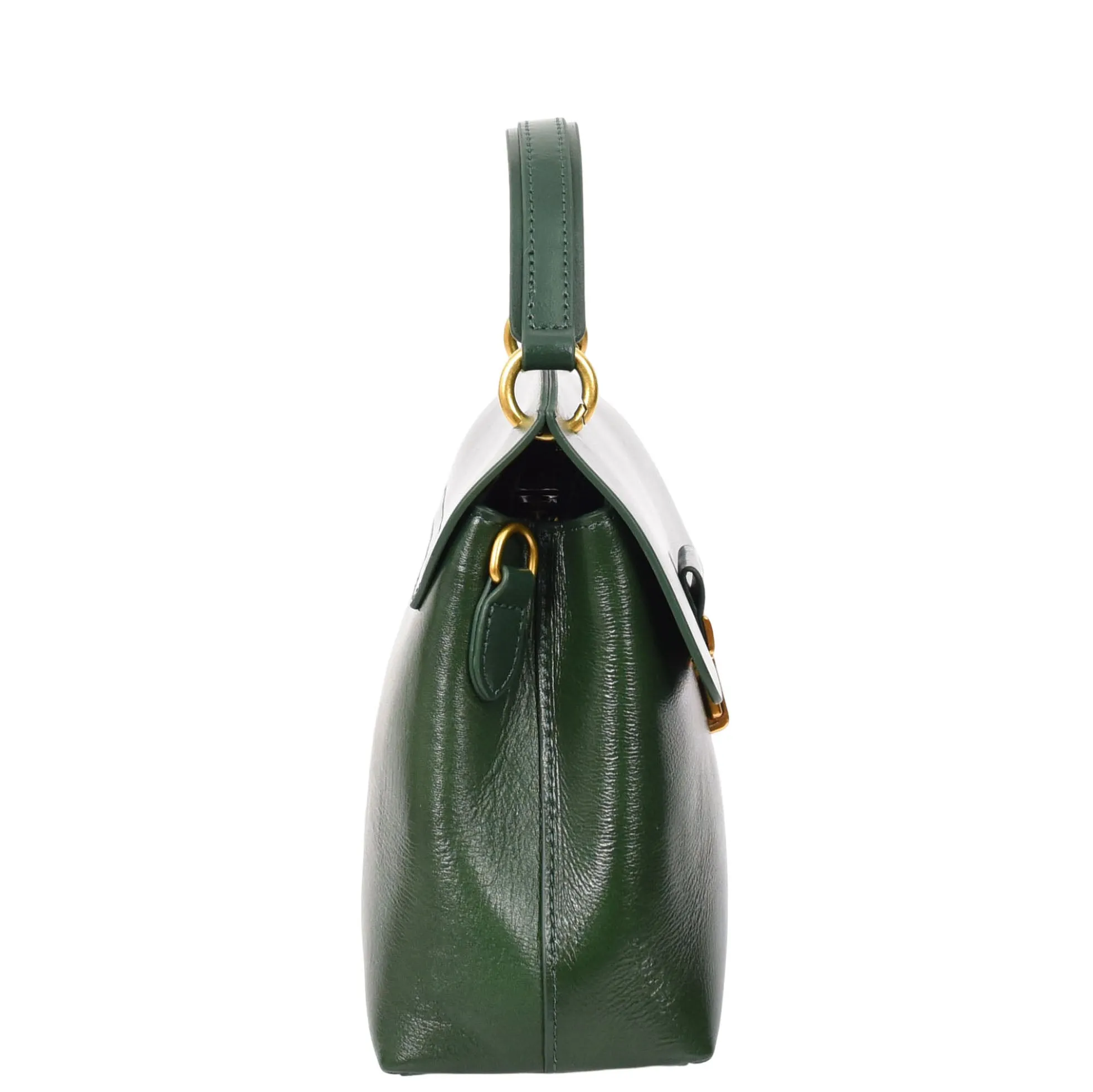 Womens Real Leather Small Handbag Gabriella Green