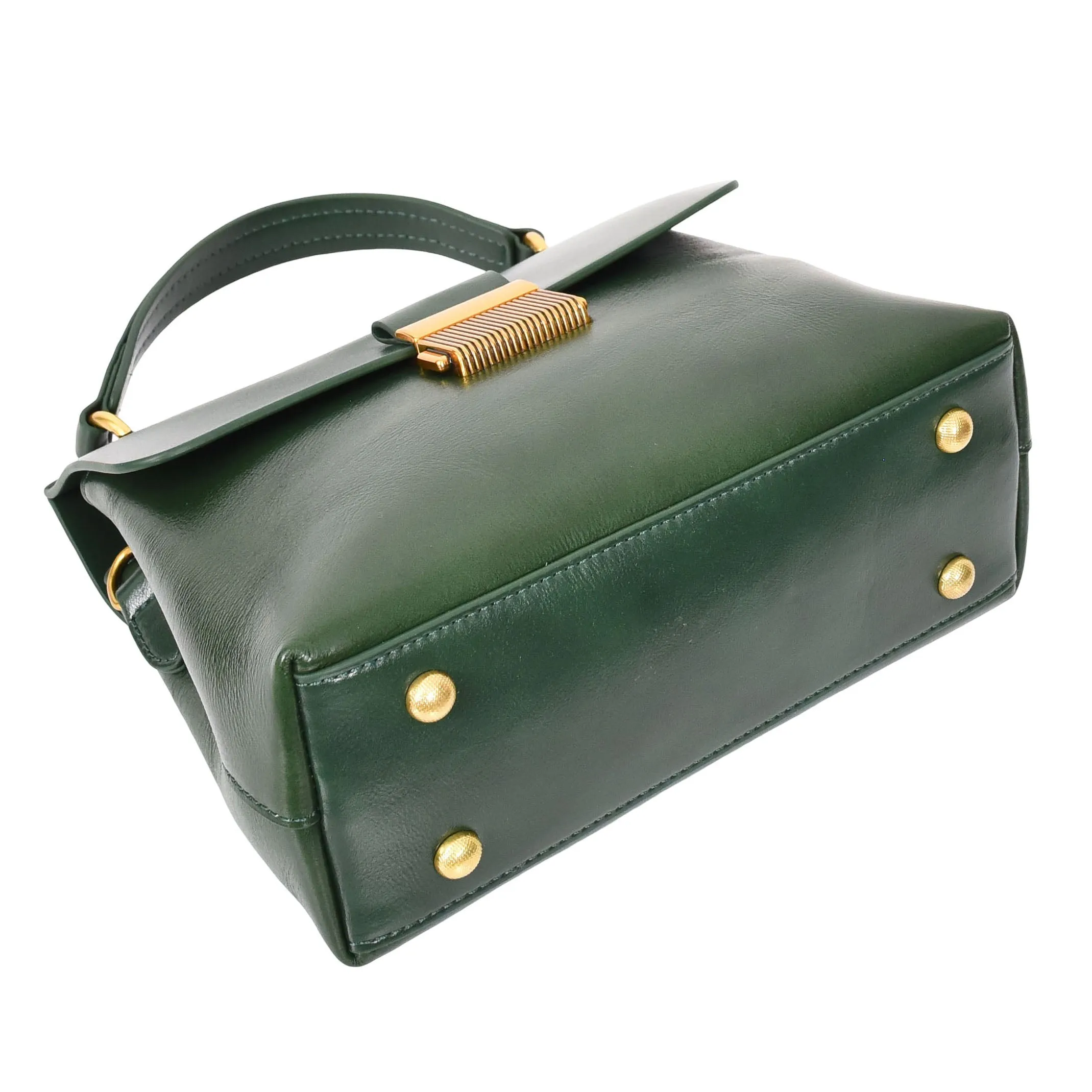 Womens Real Leather Small Handbag Gabriella Green