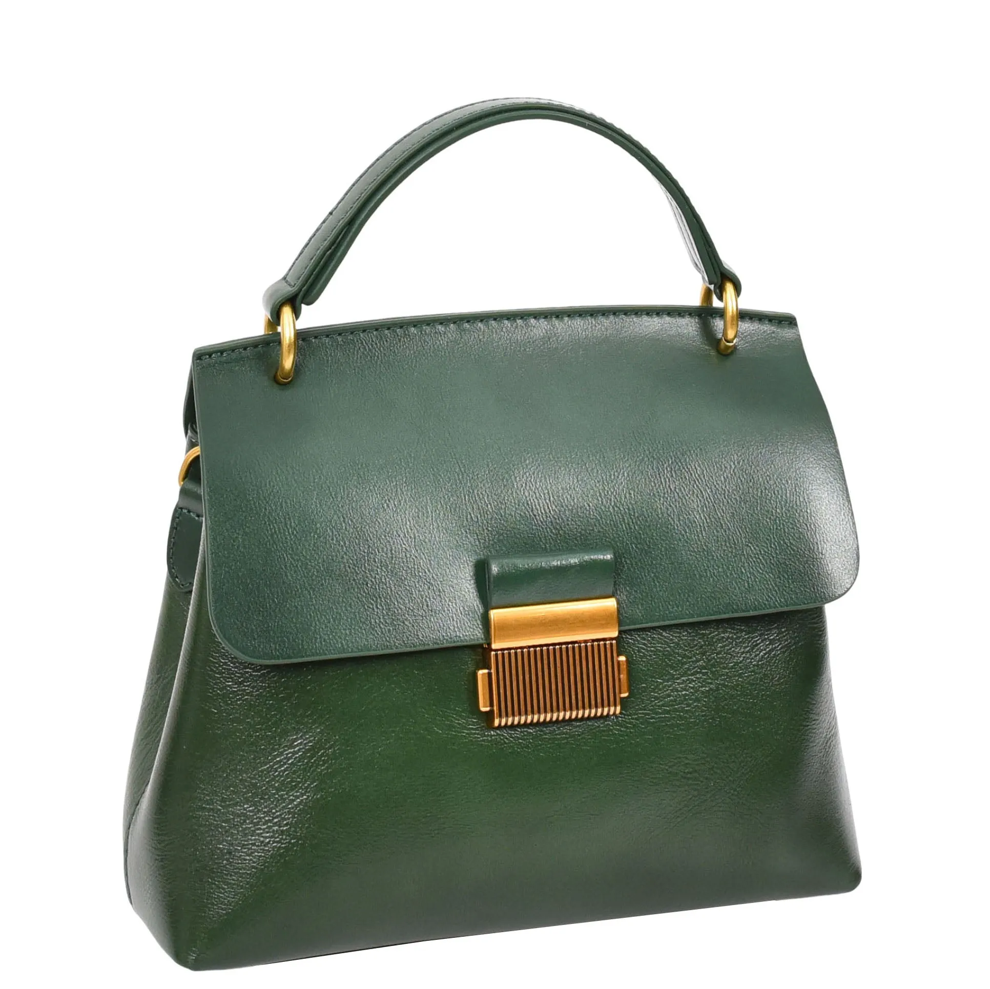 Womens Real Leather Small Handbag Gabriella Green