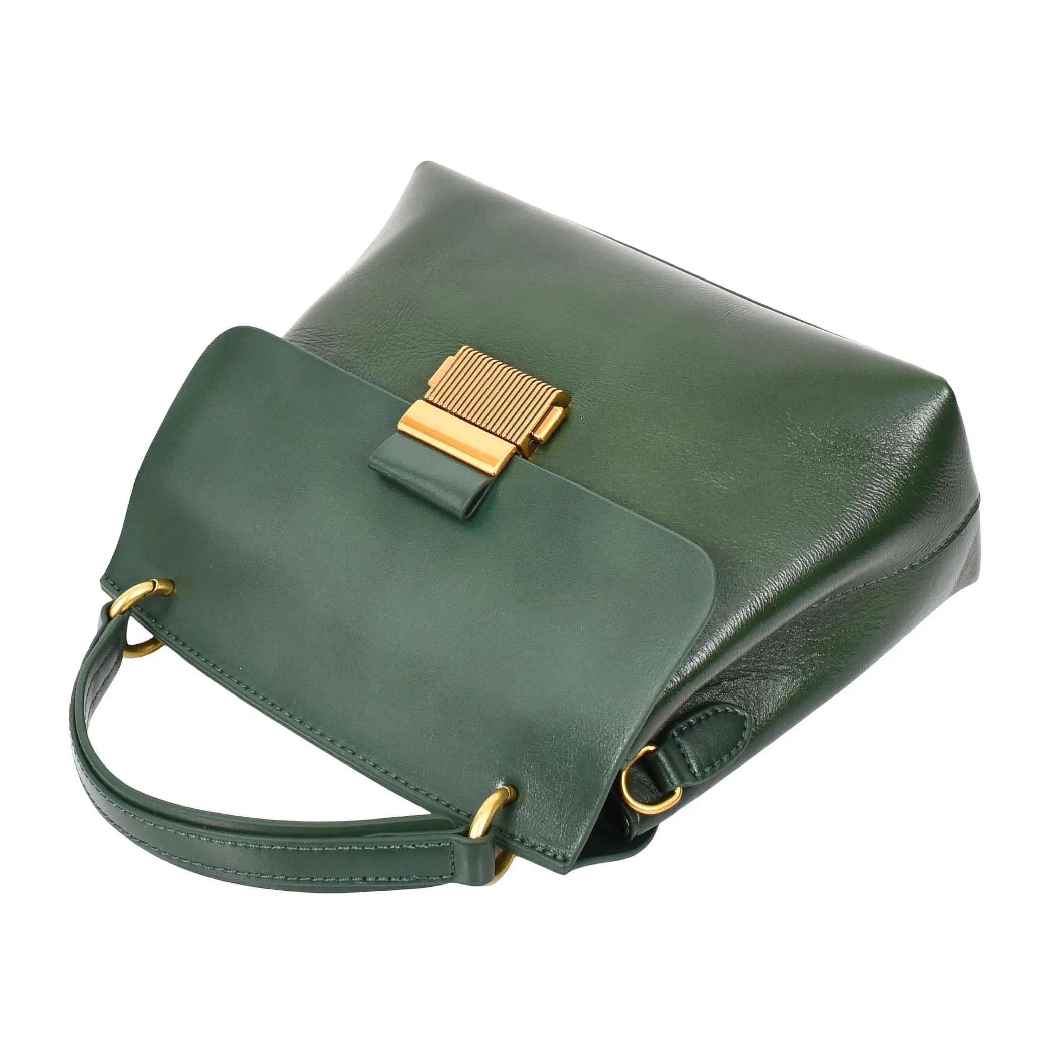 Womens Real Leather Small Handbag Gabriella Green