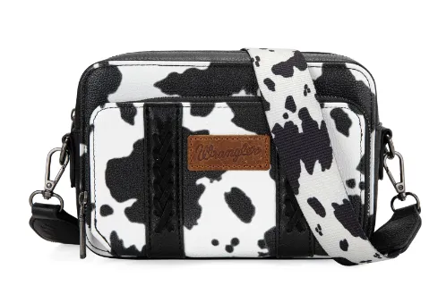 Wrangler Black Cow Print Crossbody Purse With Wallet WG133-3003BK