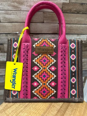 Wrangler Southwestern Print Cross Body Canvas Mini Tote - Hot Pink