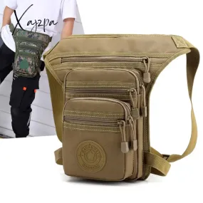 Xajzpa - Male Hip Thigh Fanny Pack Military Camouflage Motorcycle Rider Multi-Pockets Shoulder Bags High Quality Men Nylon Waist Leg Bag