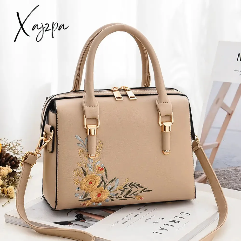 Xajzpa - Women Floral Embroidery Satchel Purse Elegant Crossbody and Top Handle Bags