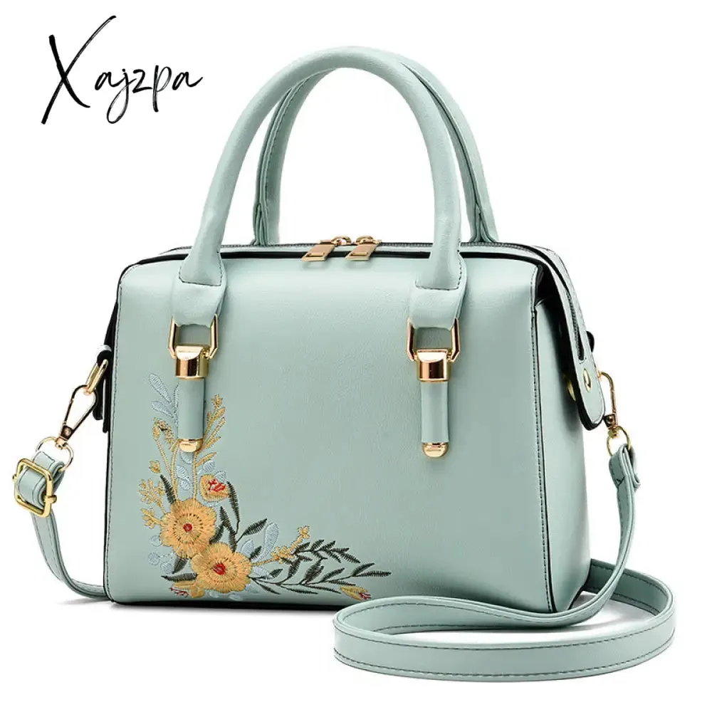 Xajzpa - Women Floral Embroidery Satchel Purse Elegant Crossbody and Top Handle Bags