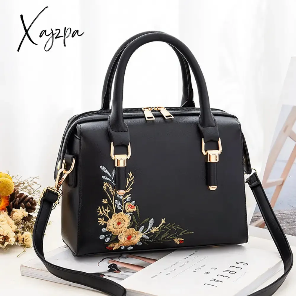 Xajzpa - Women Floral Embroidery Satchel Purse Elegant Crossbody and Top Handle Bags