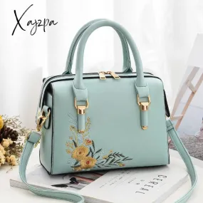 Xajzpa - Women Floral Embroidery Satchel Purse Elegant Crossbody and Top Handle Bags